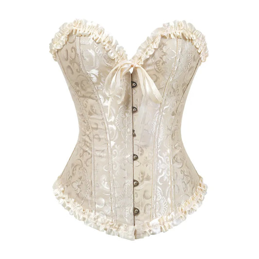 White Lace Up Corset Top Plus Size - Victorian Vintage Fashion